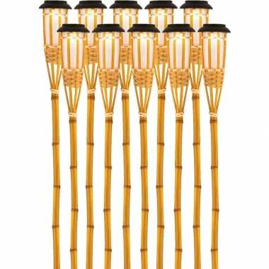 10x buiten/tuin led fakkels bodi solar verlichting 510 cm vlam