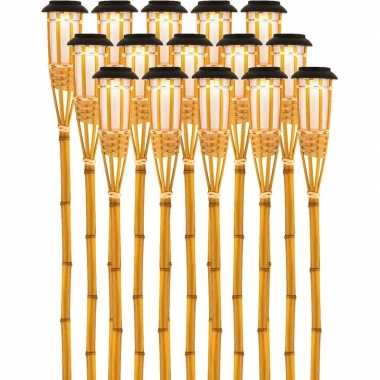 15x buiten/tuin led fakkels bodi solar verlichting 515 cm vlam