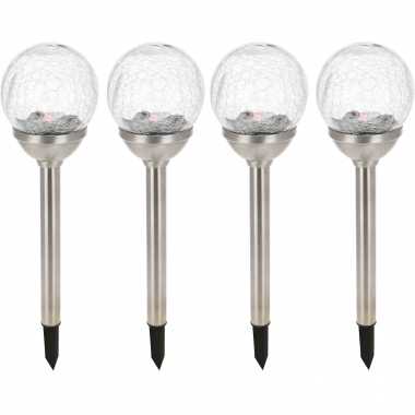 15x solar tuinlampen glazen bol op zonne-energie 36 cm tuinverlichting