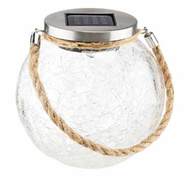 1x solar lampen glazen pot op zonne-energie 13 cm tuinverlichting