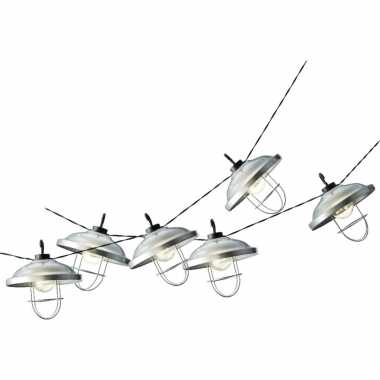 2x stuks solar tuinverlichting lichtsnoeren met lampenkappen lampjes 2,5 meter