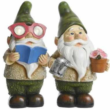 Set van 2 tuinkabouters george en jorge met solar verlichting