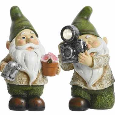 Set van 2 tuinkabouters james en jorge solar verlichting 24 cm