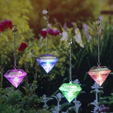 Set van 4x led solar diamanten sfeerlicht tuinverlichting