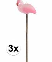 3x flamingo tuinfakkels kaarsen 60 cm