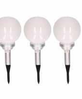 3x stuks solar led tuinverlichting prikspot bolvormig 39 cm
