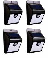 4x stuks solar tuinverlichting muurlampen led wandlamp spatwaterdicht met bewegingssensor