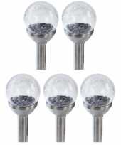 5x solar tuinlampen bol vorm met kleurverandering op zonne energie 34 cm tuinverlichting